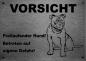 Preview: Edelstahl Warnschild Old English Bulldog VORSICHT Freilaufender Hund! Betreten auf eigene Gefahr!